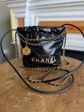 CHANEL Chanel 22 mini 2 way shiny calfskin with gold hardware